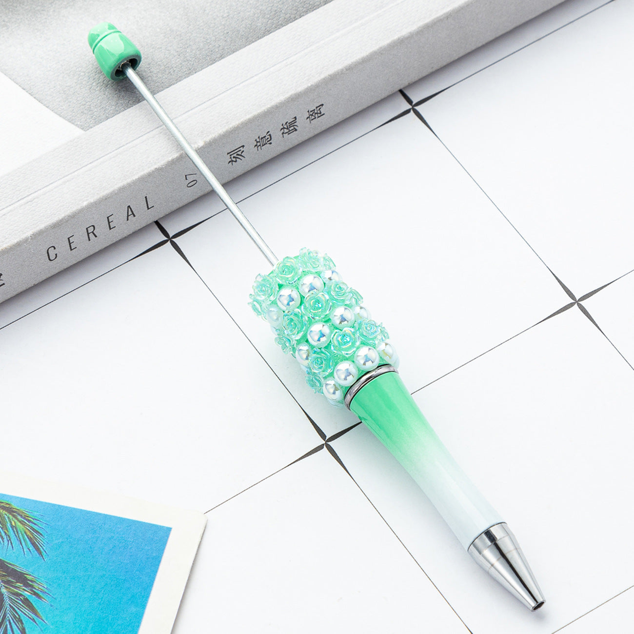 Rose and pearl beaded pen