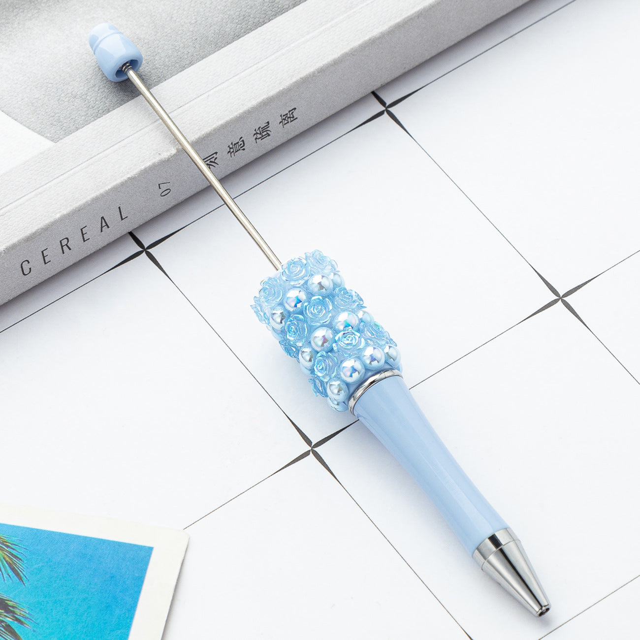 Rose and pearl beaded pen