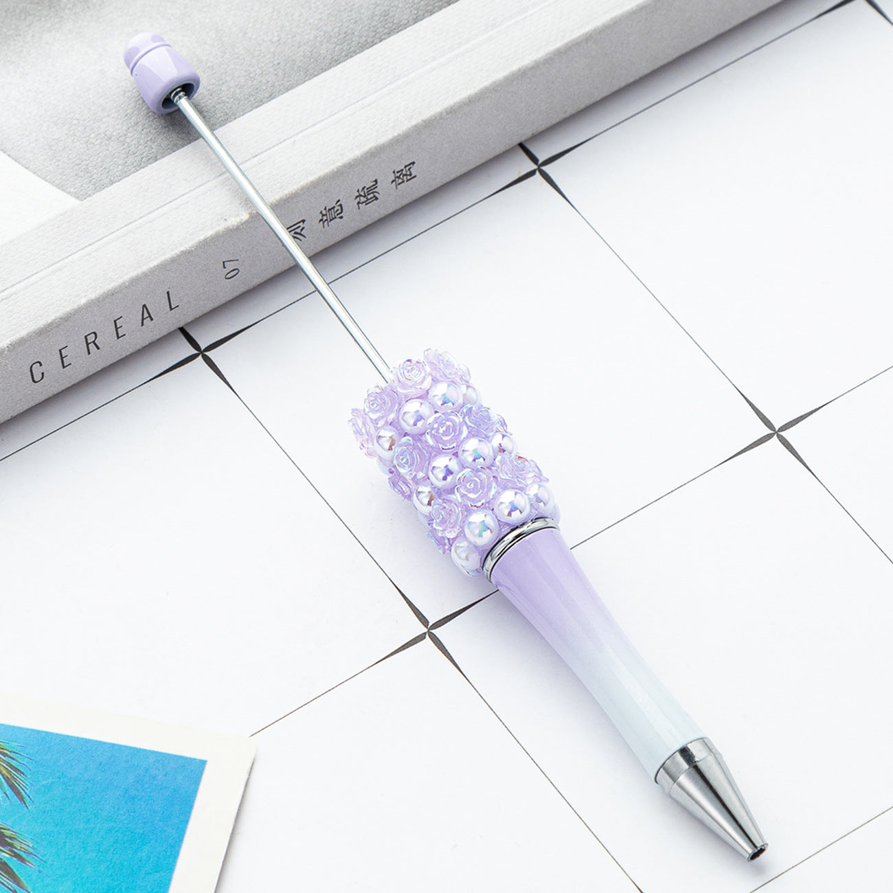 Rose and pearl beaded pen
