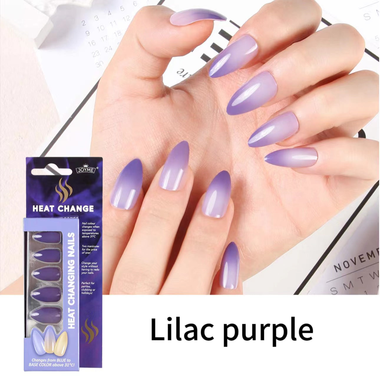 The new model wears nail warm water discoloration, light discoloration 24 pieces of European and American almond nails nude in stock