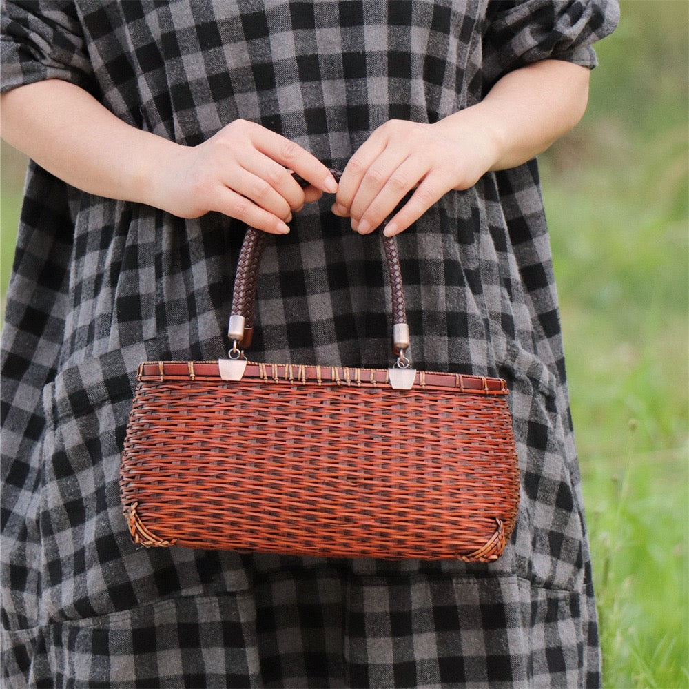 Strictly selected non-heritage handbag bamboo braided bag women's handbag vintage bamboo basket bamboo braided bag collection of bamboo products and crafts