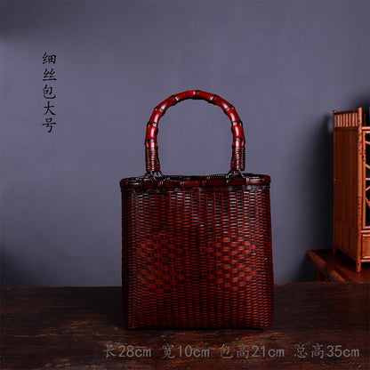 Strictly selected non-heritage handbag bamboo braided bag women's handbag vintage bamboo basket bamboo braided bag collection of bamboo products and crafts