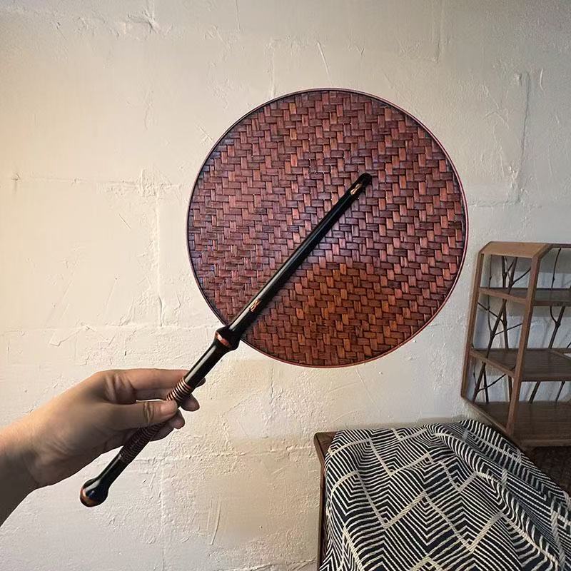 Handmade Lacquer Bamboo Woven Fan for Tea Stove, Chinese Vintage Style Hand Fan, Zen Kung Fu Tea Ceremony Accessory