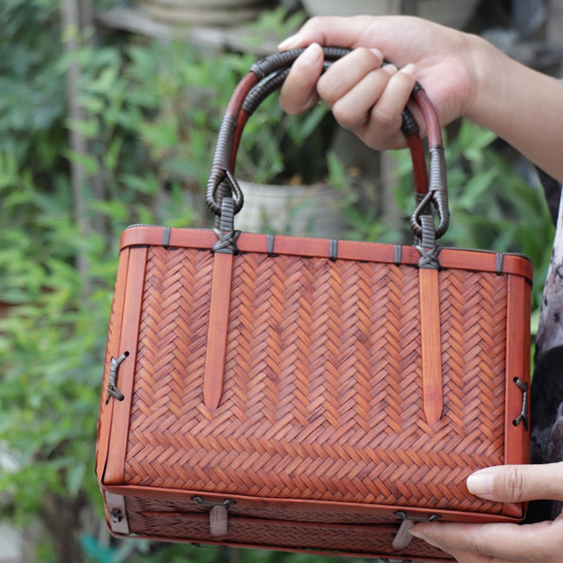 Strictly selected non-heritage handbag bamboo braided bag women's handbag vintage bamboo basket bamboo braided bag collection of bamboo products and crafts