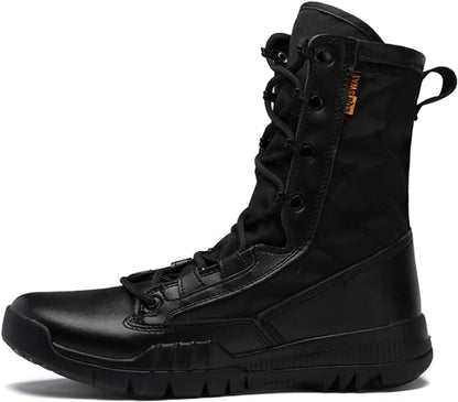 Men's Leather Military Tactical Boots Lightweight Work Boots Desert Combat Boots with Lifting Shoe String