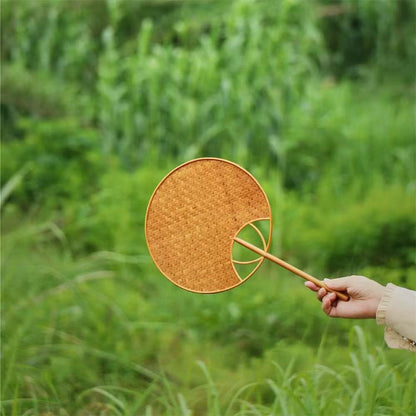 Handmade Lacquer Bamboo Woven Fan for Tea Stove, Chinese Vintage Style Hand Fan, Zen Kung Fu Tea Ceremony Accessory