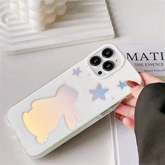 "Sparkling Night Sky: Laser Rabbit Stars Phone Case, Illuminate Your World with Stars!"