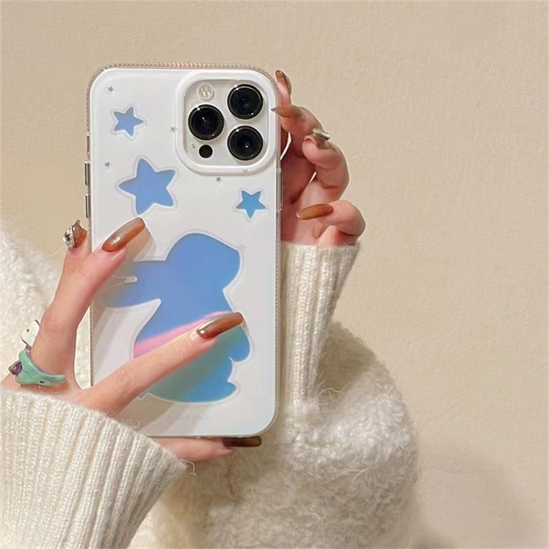 "Sparkling Night Sky: Laser Rabbit Stars Phone Case, Illuminate Your World with Stars!"