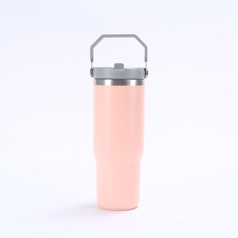 Stainless Steel Tumbler with Straw, Vacuum Insulated Water Bottle for Home, Office or Car, Reusable Cup with Straw Leak Resistant Flip