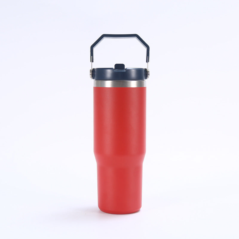 Stainless Steel Tumbler with Straw, Vacuum Insulated Water Bottle for Home, Office or Car, Reusable Cup with Straw Leak Resistant Flip