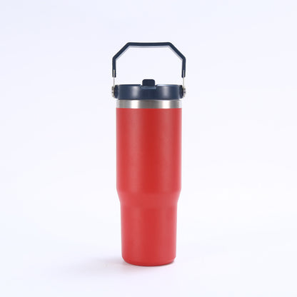 Stainless Steel Tumbler with Straw, Vacuum Insulated Water Bottle for Home, Office or Car, Reusable Cup with Straw Leak Resistant Flip