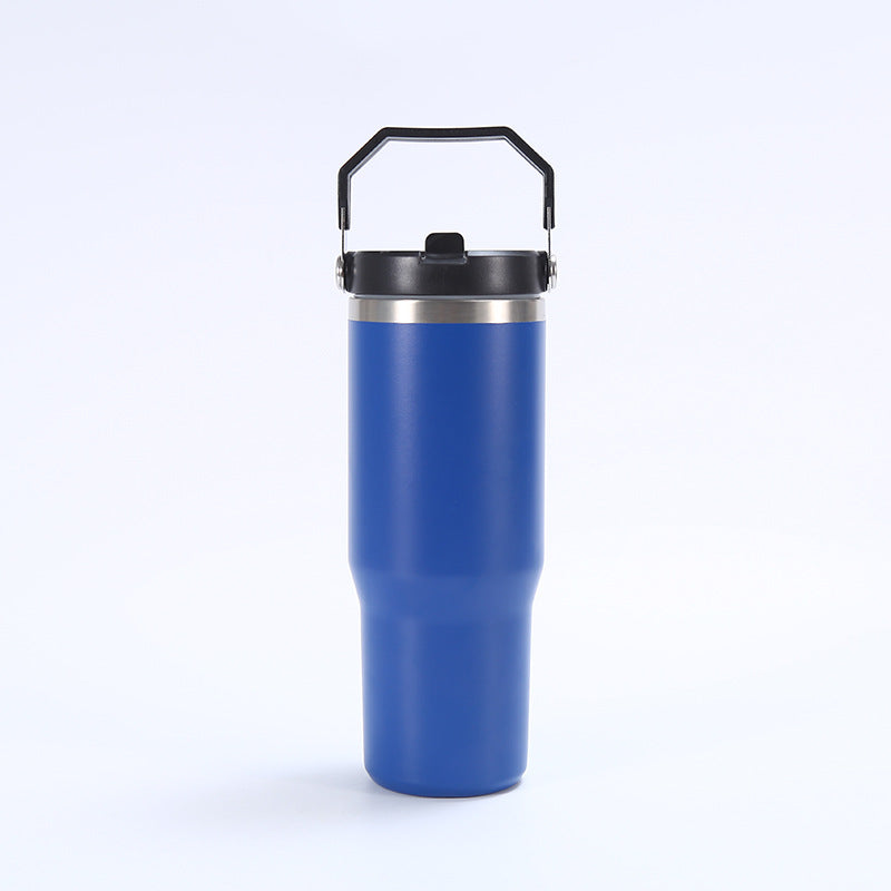 Stainless Steel Tumbler with Straw, Vacuum Insulated Water Bottle for Home, Office or Car, Reusable Cup with Straw Leak Resistant Flip