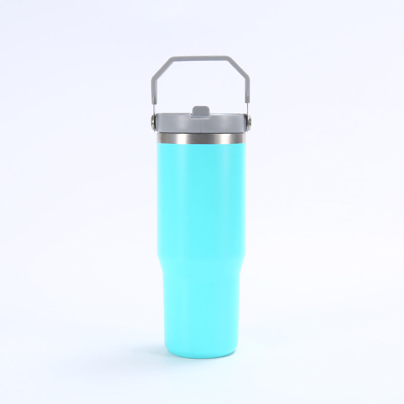 Stainless Steel Tumbler with Straw, Vacuum Insulated Water Bottle for Home, Office or Car, Reusable Cup with Straw Leak Resistant Flip