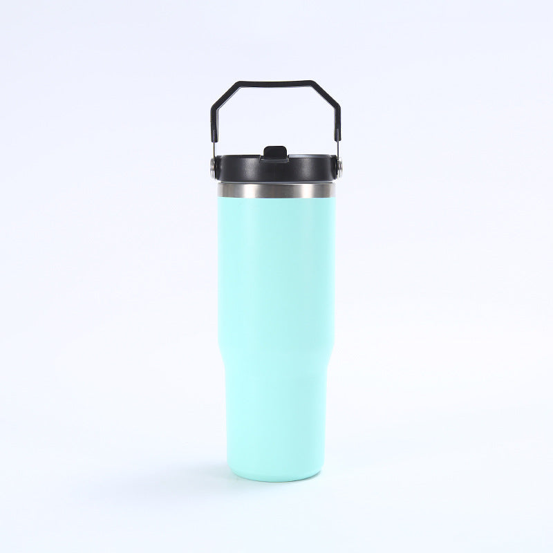 Stainless Steel Tumbler with Straw, Vacuum Insulated Water Bottle for Home, Office or Car, Reusable Cup with Straw Leak Resistant Flip