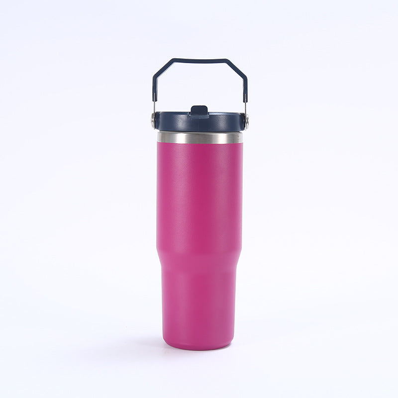 Stainless Steel Tumbler with Straw, Vacuum Insulated Water Bottle for Home, Office or Car, Reusable Cup with Straw Leak Resistant Flip