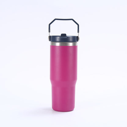 Stainless Steel Tumbler with Straw, Vacuum Insulated Water Bottle for Home, Office or Car, Reusable Cup with Straw Leak Resistant Flip