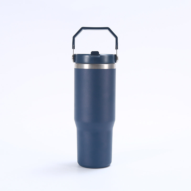 Stainless Steel Tumbler with Straw, Vacuum Insulated Water Bottle for Home, Office or Car, Reusable Cup with Straw Leak Resistant Flip