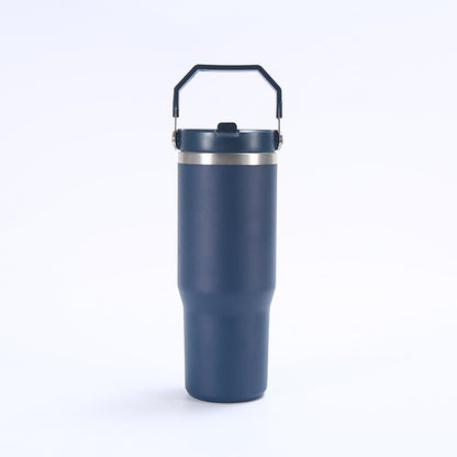 Stainless Steel Tumbler with Straw, Vacuum Insulated Water Bottle for Home, Office or Car, Reusable Cup with Straw Leak Resistant Flip