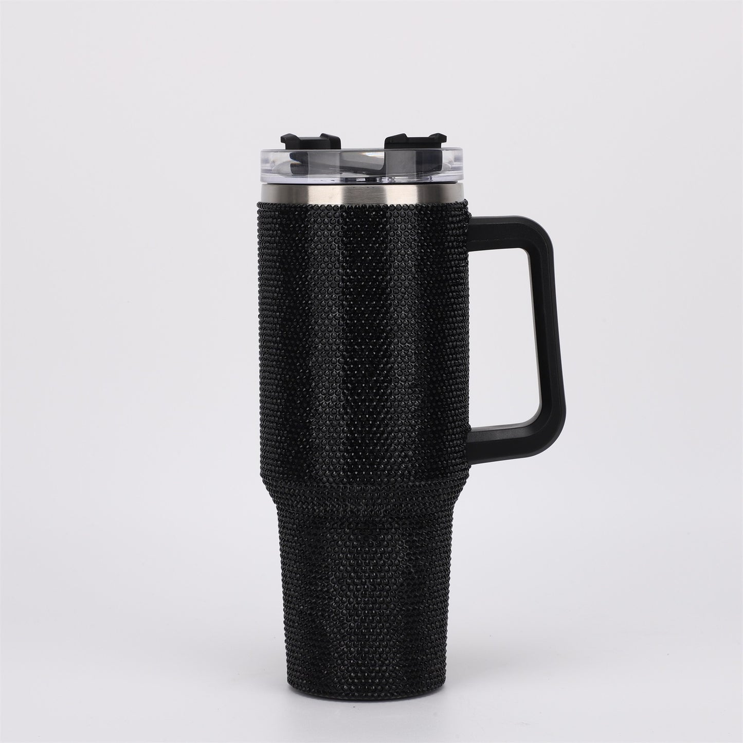 40 Oz Tumbler With Handle Studded Tumbler With Lid and Straw Insulated Stainless Steel Double Wall Water Cup Travel Mug Water Bottle Tumblr For Women (40 oz 1200 ml, White)