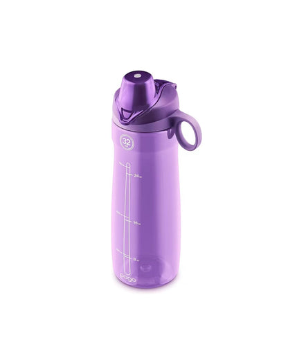 Pogo Plastic Water Bottle with Carry Handle, Reusable, BPA Free, Dishwasher Safe, Perfect for Travel, School, Outdoors, and Gym | 32oz