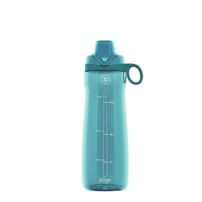 Pogo Plastic Water Bottle with Carry Handle, Reusable, BPA Free, Dishwasher Safe, Perfect for Travel, School, Outdoors, and Gym | 32oz