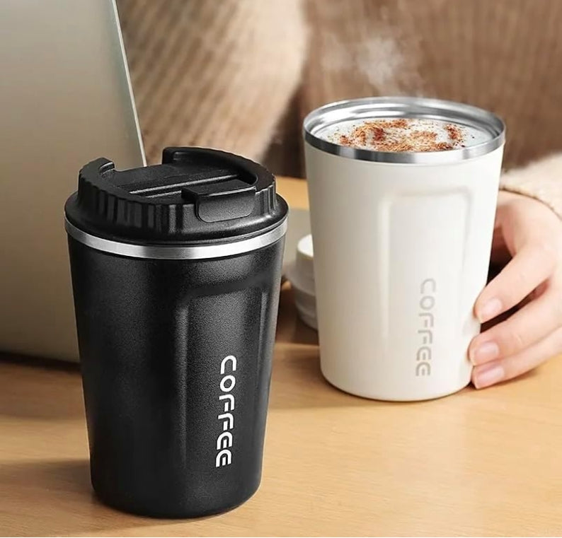 COFFEE MUG, Thermos Travel,Thermal Vacuum Flask Insulated Cup Milk Tea Water Bottle 510ML Stainless Steel Coffee Mug (black)