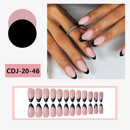 Source factory almond solid color nails, special for wear-free nails, no-engraving finished products, high-end wearable nails, re-attached nails