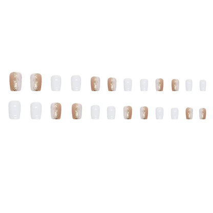 Cross-border hot selling shiny platinum with luxury quality wear nails foreign trade European and American medium-length European square fake nails