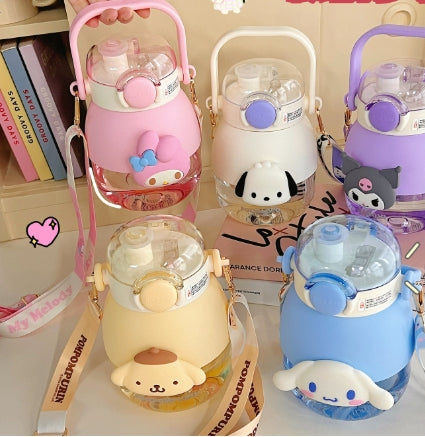 Cute cartoon children's water cup for school, cute sports water cup for girls with high aesthetic value