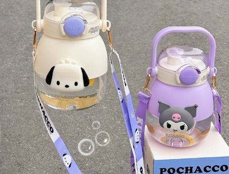 Cute cartoon children's water cup for school, cute sports water cup for girls with high aesthetic value