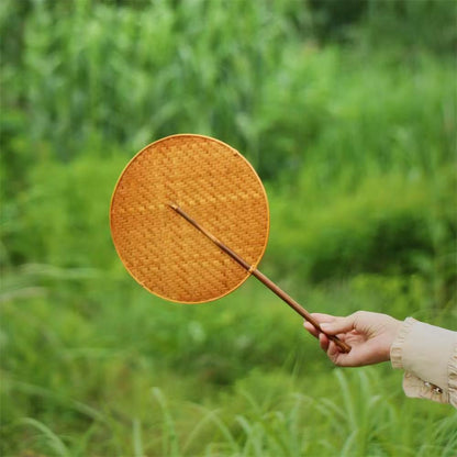 Handmade Lacquer Bamboo Woven Fan for Tea Stove, Chinese Vintage Style Hand Fan, Zen Kung Fu Tea Ceremony Accessory