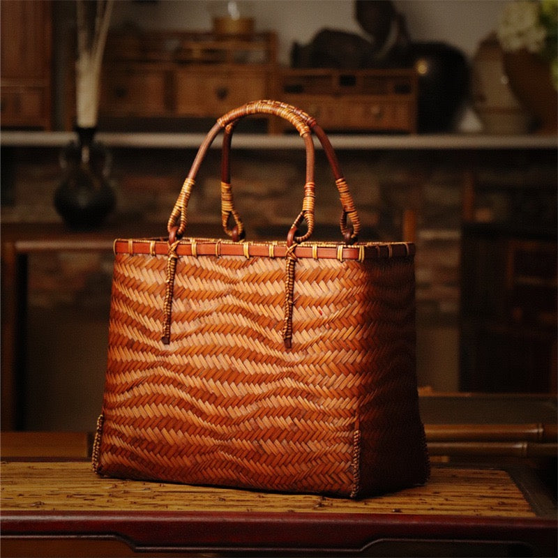 Strictly selected non-heritage handbag bamboo braided bag women's handbag vintage bamboo basket bamboo braided bag collection of bamboo products and crafts