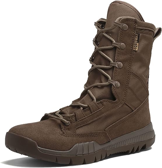 Men's Leather Military Tactical Boots Lightweight Work Boots Desert Combat Boots with Lifting Shoe String