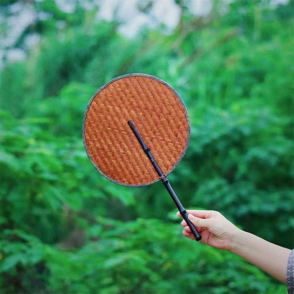 Handmade Lacquer Bamboo Woven Fan for Tea Stove, Chinese Vintage Style Hand Fan, Zen Kung Fu Tea Ceremony Accessory