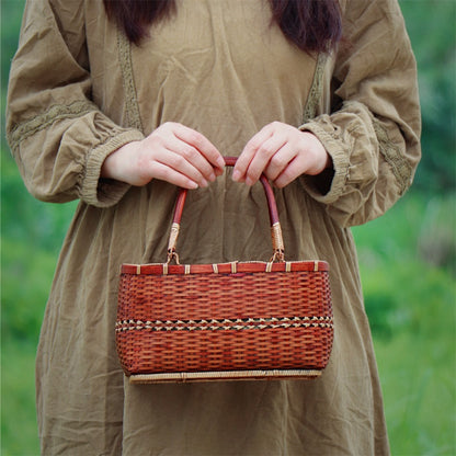 Strictly selected non-heritage handbag bamboo braided bag women's handbag vintage bamboo basket bamboo braided bag collection of bamboo products and crafts