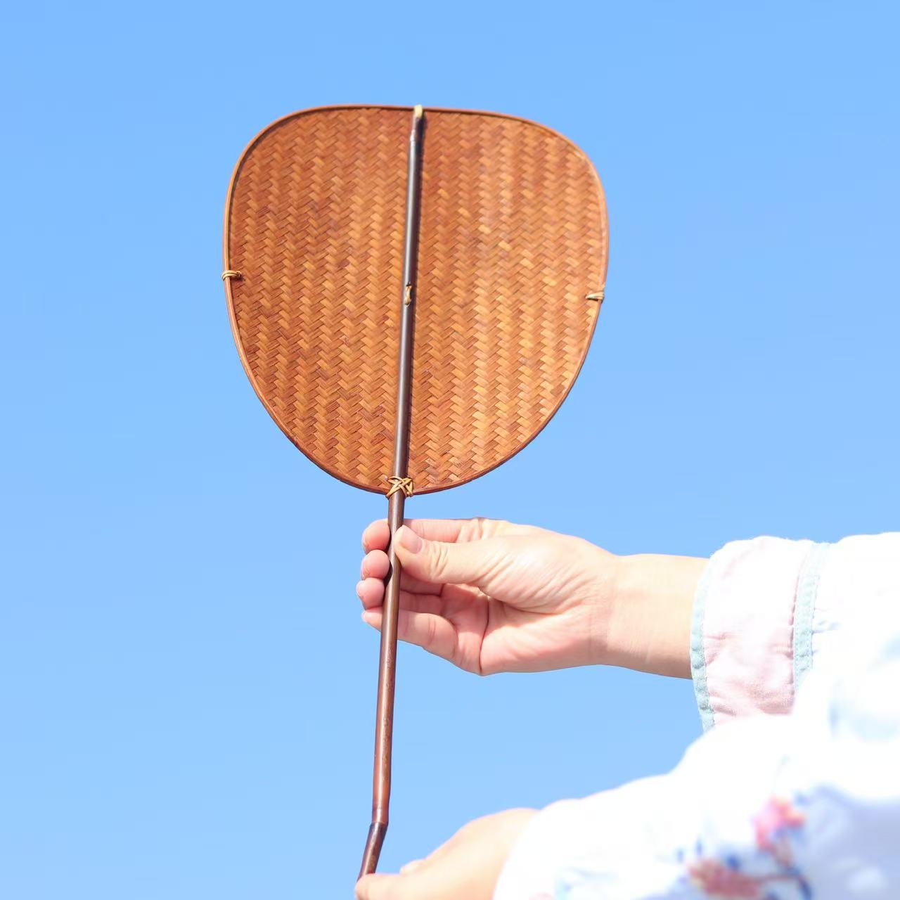 Handmade Lacquer Bamboo Woven Fan for Tea Stove, Chinese Vintage Style Hand Fan, Zen Kung Fu Tea Ceremony Accessory