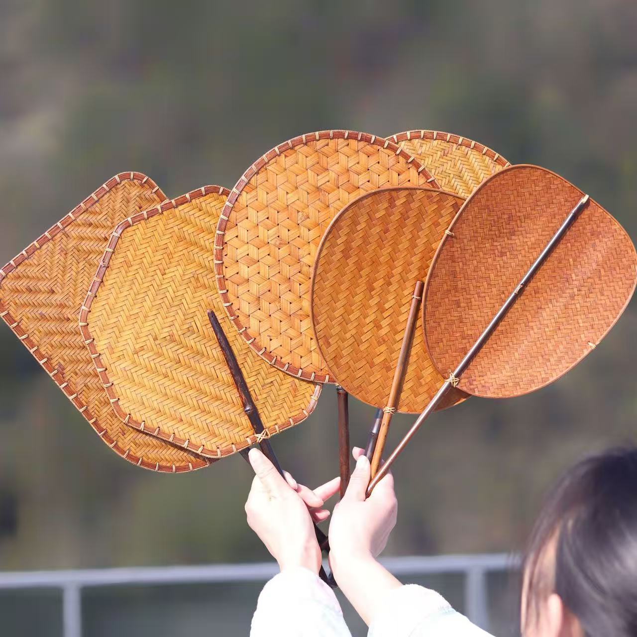 Handmade Lacquer Bamboo Woven Fan for Tea Stove, Chinese Vintage Style Hand Fan, Zen Kung Fu Tea Ceremony Accessory