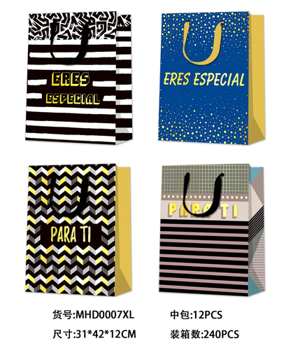 Holiday tote bag birthday gift kraft paper striped spot hit bag bag commercial gift bag advanced sense