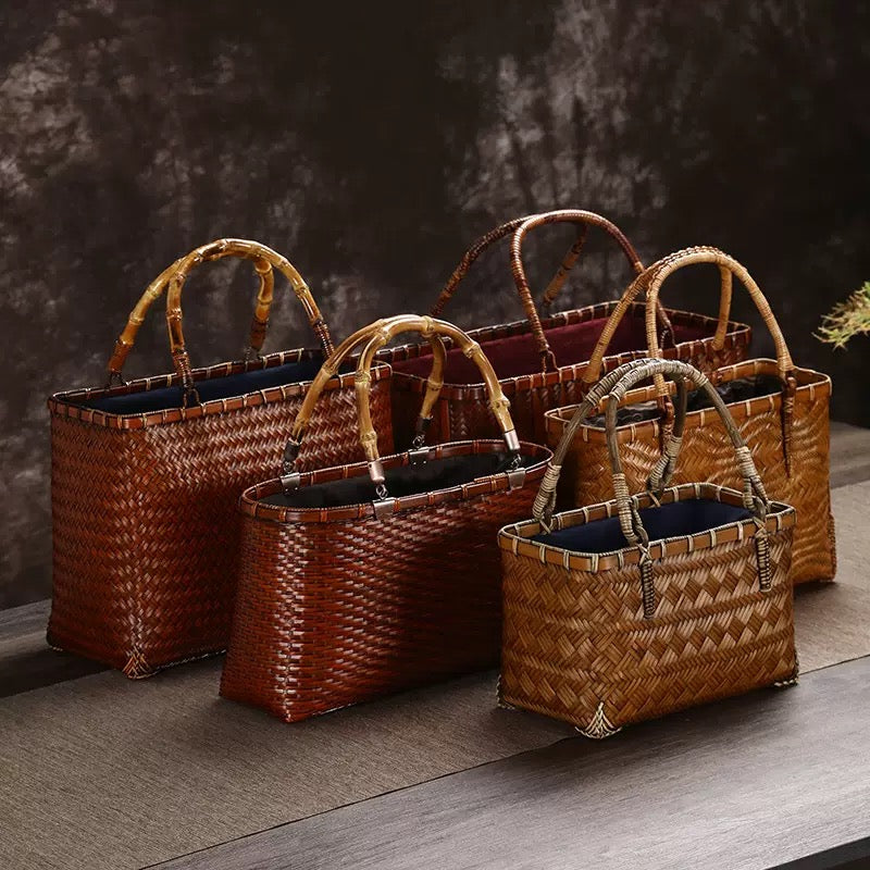 Strictly selected non-heritage handbag bamboo braided bag women's handbag vintage bamboo basket bamboo braided bag collection of bamboo products and crafts
