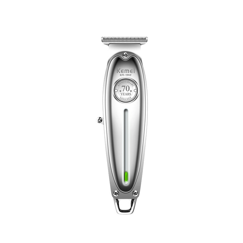 Kemei 1949 Trimmer Professional Hair Clippers for Men Zero Gap Electric Cordless Beard/Hair Trimmer Rechargeable T-Blade Haircut Machine for Stylists and Barbers Grooming Kit, Silver