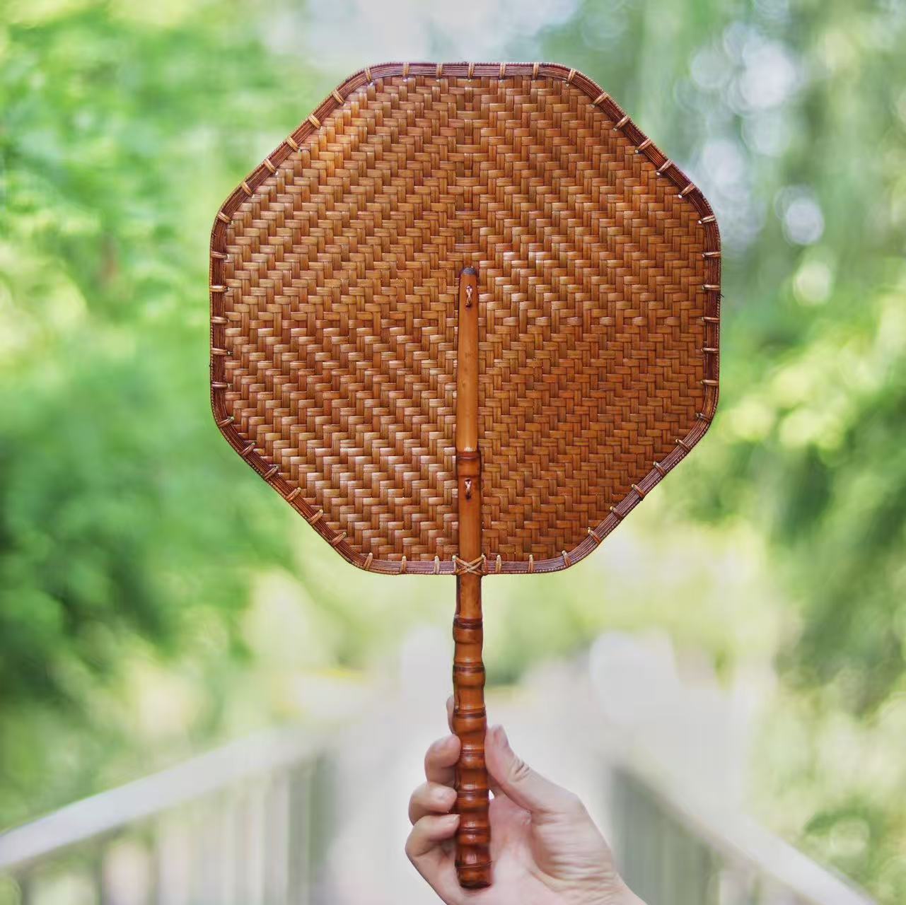 Handmade Lacquer Bamboo Woven Fan for Tea Stove, Chinese Vintage Style Hand Fan, Zen Kung Fu Tea Ceremony Accessory