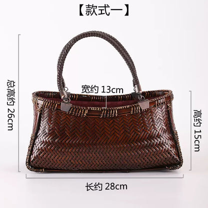 Strictly selected non-heritage handbag bamboo braided bag women's handbag vintage bamboo basket bamboo braided bag collection of bamboo products and crafts