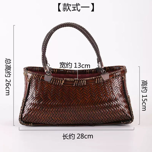 Strictly selected non-heritage handbag bamboo braided bag women's handbag vintage bamboo basket bamboo braided bag collection of bamboo products and crafts