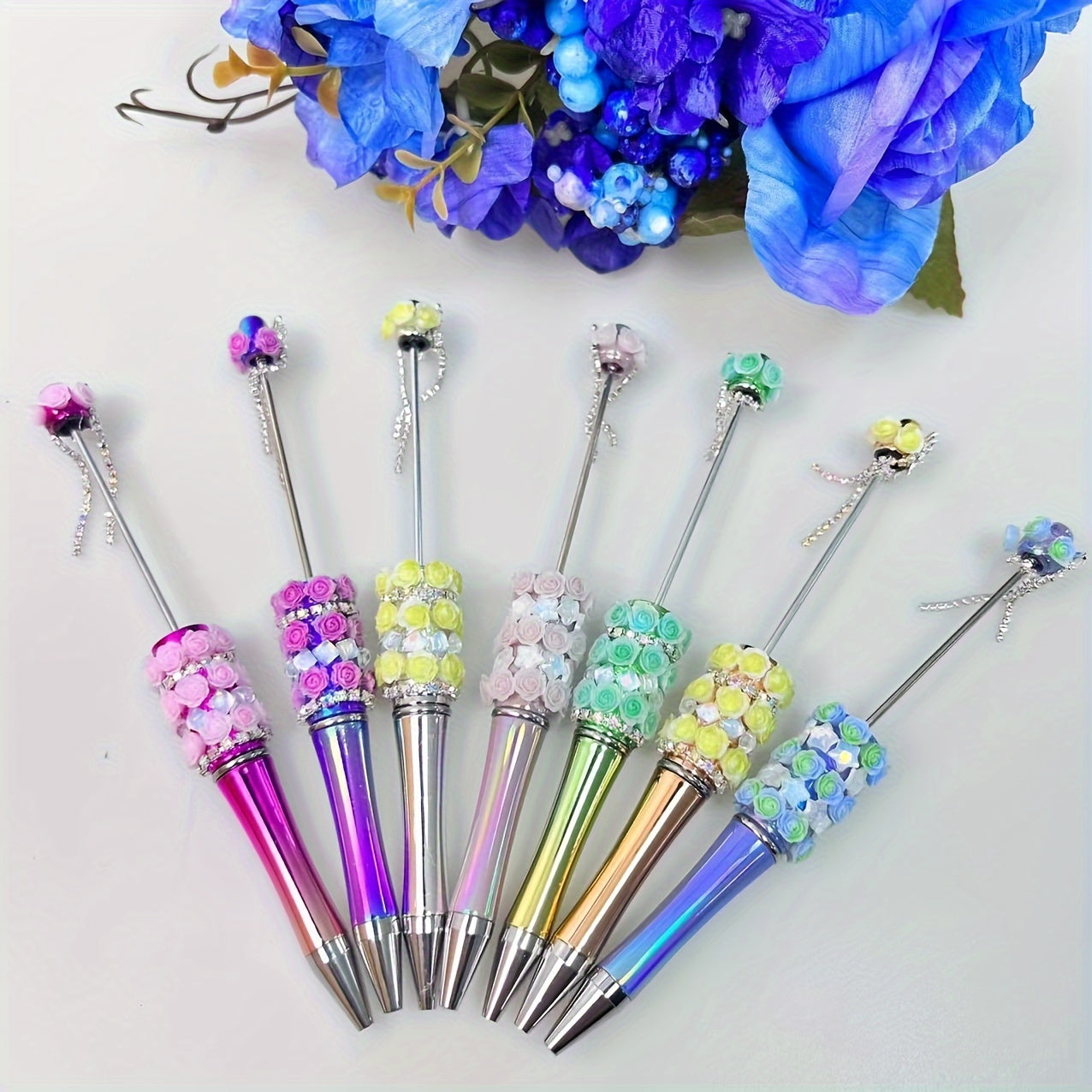 6Pcs Rhinestone Metal Ballpoint Pens Bling Pens Bulk Fancy Sparkly Crystal Diamond Pens Press Retractable Black Ink 0.7mm For Women Office Meeting Birthday Supplies Wedding Gifts