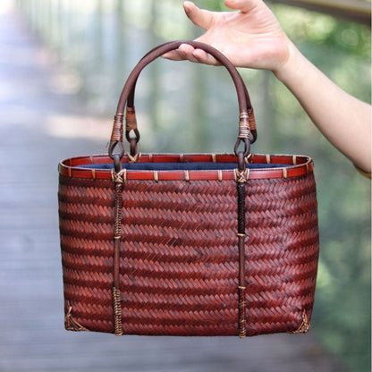 Strictly selected non-heritage handbag bamboo braided bag women's handbag vintage bamboo basket bamboo braided bag collection of bamboo products and crafts