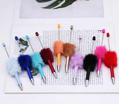 Fluffy pompom beaded pen