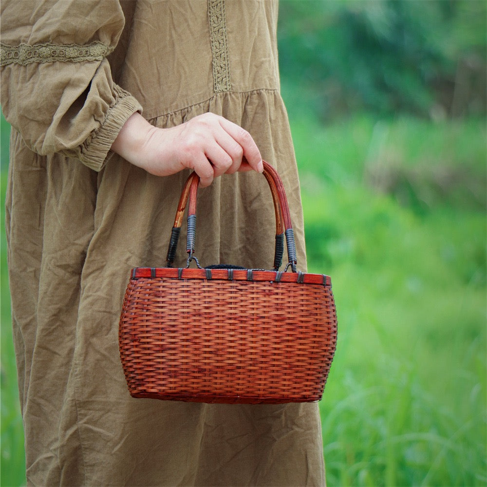 Strictly selected non-heritage handbag bamboo braided bag women's handbag vintage bamboo basket bamboo braided bag collection of bamboo products and crafts