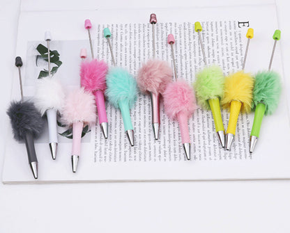 Fluffy pompom beaded pen