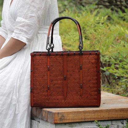 Strictly selected non-heritage handbag bamboo braided bag women's handbag vintage bamboo basket bamboo braided bag collection of bamboo products and crafts