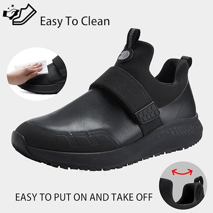 Non Slip Work Shoes for Men Food Service Waterproof Kitchen Chef Slip On Restaurant Shoes Slip Resistant Walking Sneakers Lightweight Comfortable Working Footwear